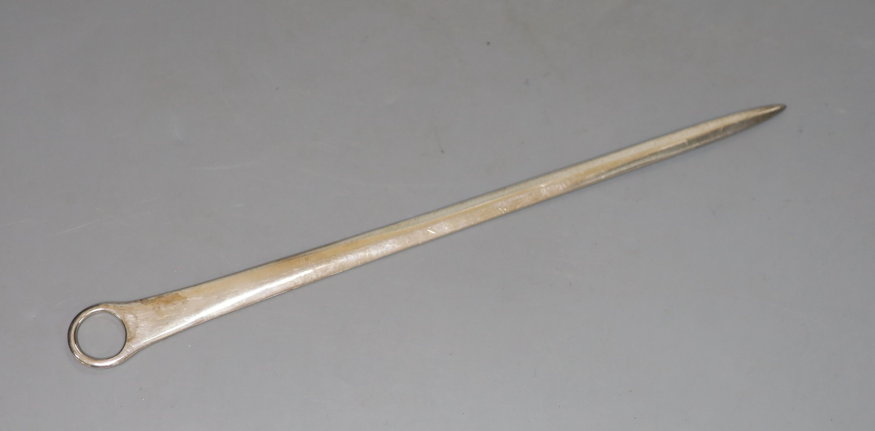 A George III silver meat skewer, Peter & William Bateman, London, 1812, 28cm, 65 grams.